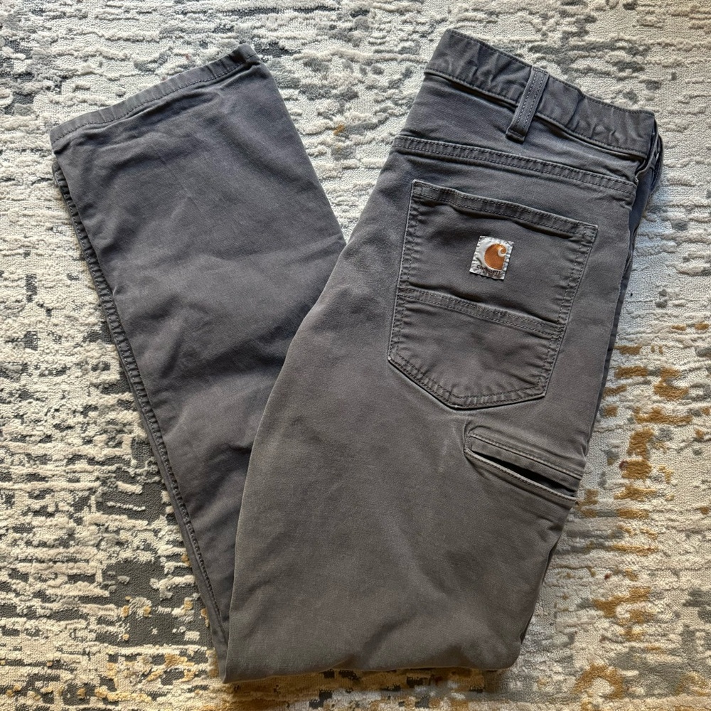 Carhartt Rugged Flex Relaxed Fit Dungaree Work Pants Gray 102517-039 Men’s 35x32